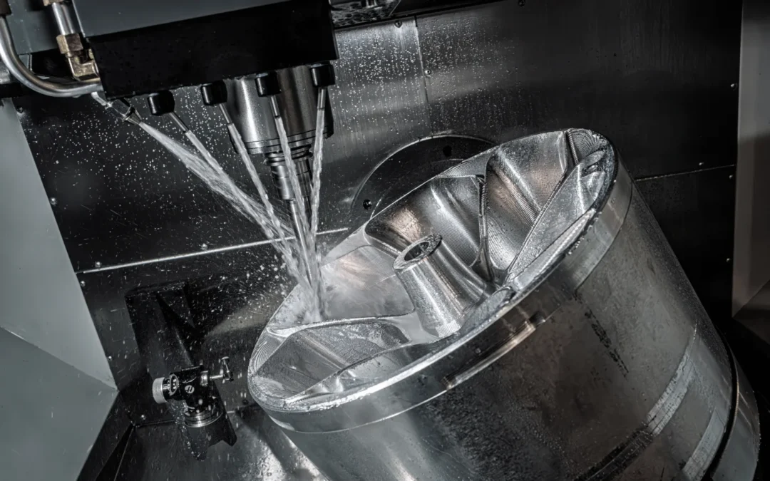 Titanium CNC machining of an impeller with high-pressure coolant